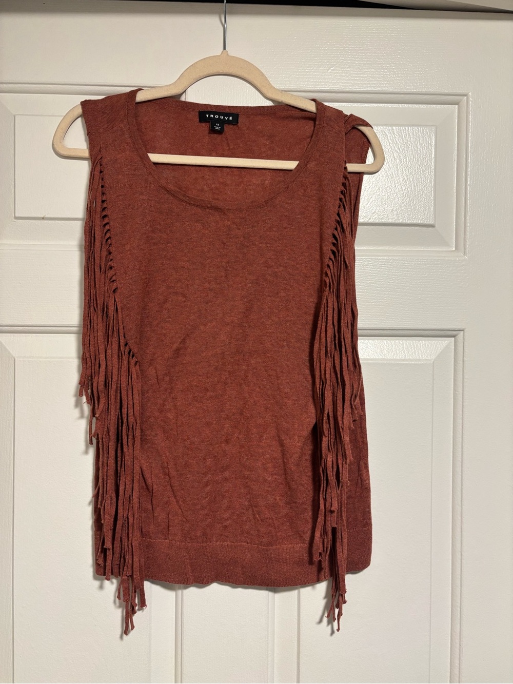 Trouvé Rust Fringe Sleeveless Knit Tank
